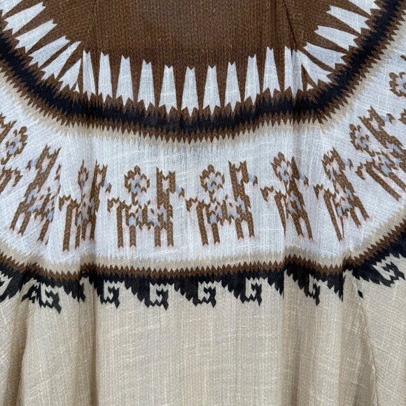 Mes Demoiselles Chevin Blouse Size FR 40/US 8 Neutral Peruvian Pattern Bat Wing - Picture 6 of 14